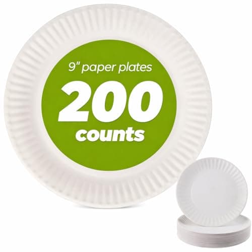 Concession Essentials 9 Inch P...e Uncoated Plates White, 200ct