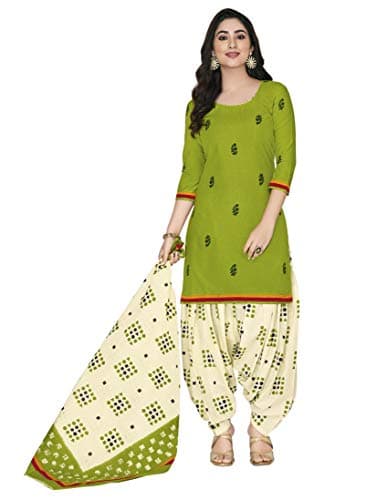 Miraan Women's Cotton Printed Readymade Salwar Suit XX-Large Green
