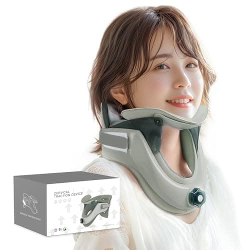 Cofamuthr Cervical Neck Traction Brace with 10-Level Adjustable Support, Posture Corrector for Neck Pain & Stiffness Relief, Lightweight with Heat Pad, Home/Office Use