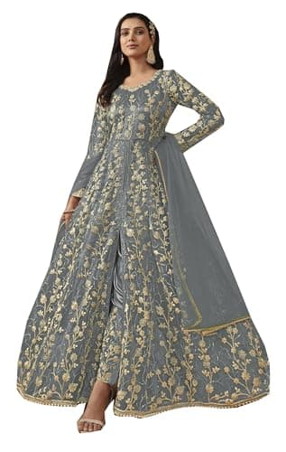 STELLACOUTURE indian salwar kameez ready to wear Eid Festival Shalwar suit pakistani style party for women 2755-O (Grey, 40)