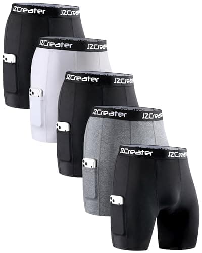 JZCreater Mens Compression Shorts with Pocket, Workout Gym Shorts for Running, Basketball & Training, Quick Dry Base Layer
