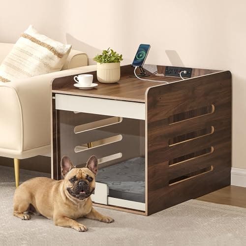 Feandrea Modern Dog Crate Furniture w/ Charging Station, Medium (Dogs up to 45 lb), Natural Walnut $93.48 + Free Shipping