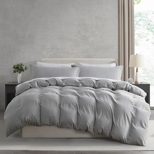 Nestl Light Grey Duvet Cover Q...0x90 inches and 2 Pillow Shams