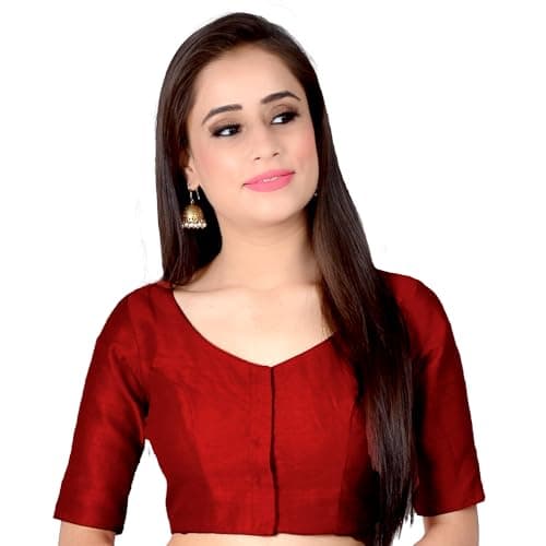 Chandrakala Casual Blouses for Women Sarees,Readymade Red,Small (B215RED2)