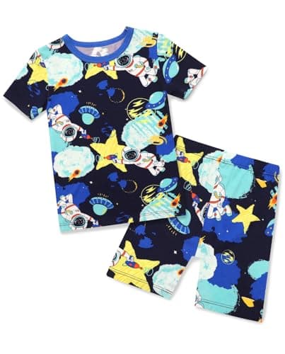 babee Reshinee Bamboo Viscose Toddler Astronaut Pajamas Boys Girls Kids Baby Cool Short Summer Pjs Set 3-4T Two Piece