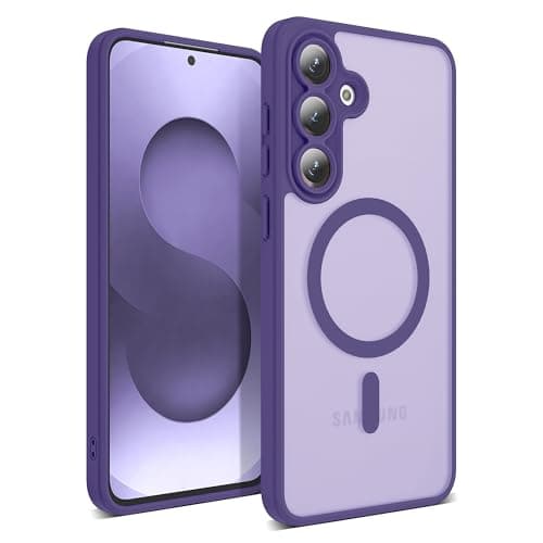 XIEWE Compatible with Samsung Galaxy S25 FE Case with Magnetic[Compatible with Mag-Safe][Military Grade Drop Protection] Slim Translucent Matte Phone Case with Anti-Fingerprint Tech,Purple