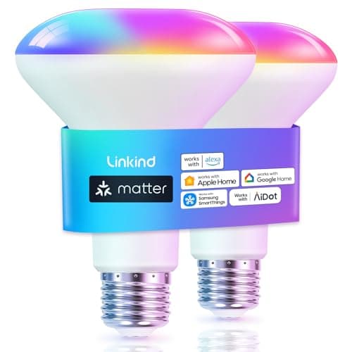 2-Pk Linkind Matter Smart BR30 E26 LED Flood Light Bulbs $10