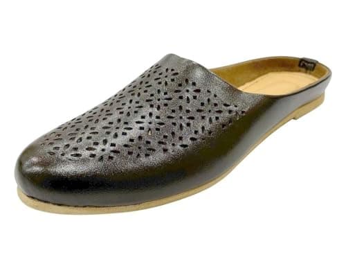 Shoe Bazar Brown Mules for Mens Jalsa jutti Sherwani Jutti Nagra slip-on Indian Slippers, 11.5