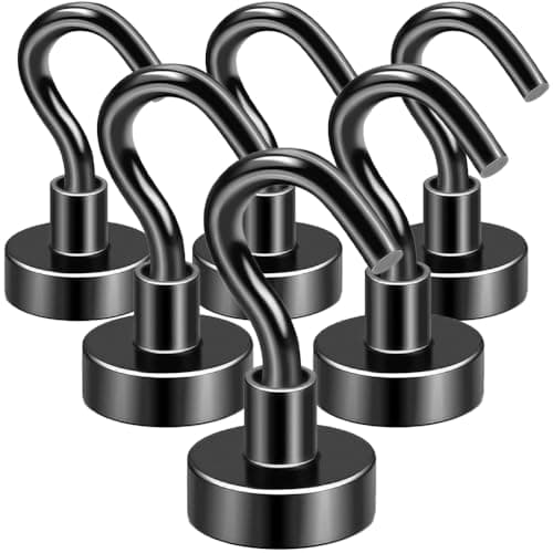 Neodymium Black Magnetic Hooks 6-Pack for $2 + free shipping w/ Prime