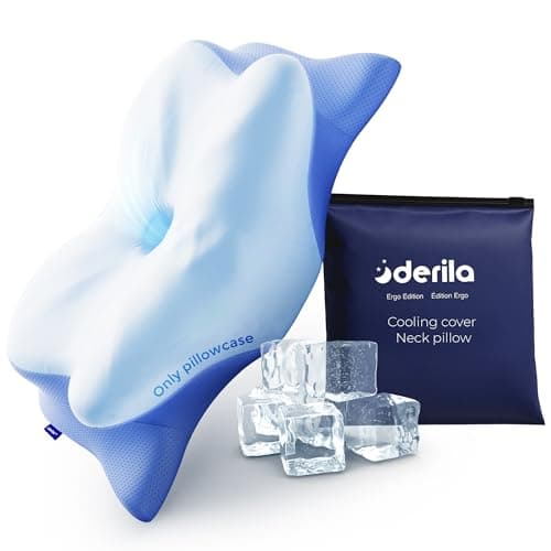 Derila Ergo Pillowcase Cervical Neck Pillow for Sleeping Pillow Case Contour Memory Foam Pillows for Back, Side Sleeper (Pillowcase - 21.25 x 14.17 x 4.72 in) Pillow Case only