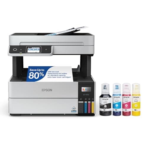 Epson EcoTank Pro ET-5170 Wireless Color All-in-One Supertank Printer with Scanner, Copier, Fax Plus Auto Document Feeder White Large $399.99