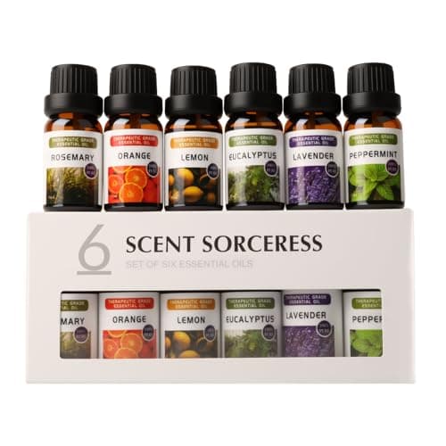 Essential Oils Sets - 6 Premium Fragrance Oils for Diffusers, Candles & Aromatherapy, Calm Mind, Sweet Dreams, Happy, Relax, Air Freshening, for Humidifiers, Massage, 6x10ML