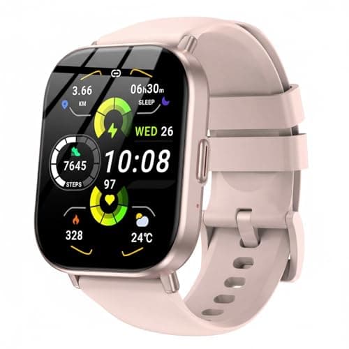 ganopterygon Smart Watch, 2.01" HD Touchscreen Fitness Tracker with Bluetooth Calling, 120+ Sports Modes, 24/7 Heart Rate Sleep Monitor, IP67 Waterproof Smartwatch Compatible with iOS Android (Pink)