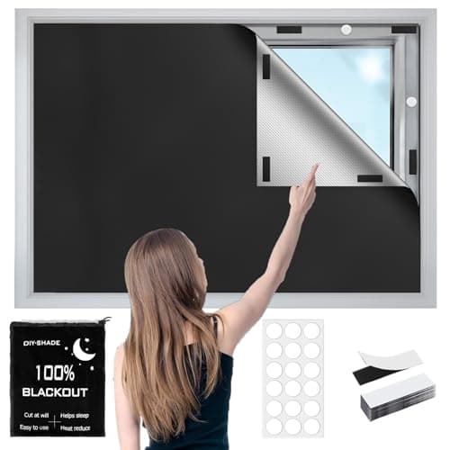 100% Blackout Window Cover, 138" x 57" Portable Ttravel Blackout Shades for Window,No Drill Temporary Cuttable Blackout Curtains for Bedroom, RV, Nursery,Media Room, 420D Fabric, 20 Loop Tapes