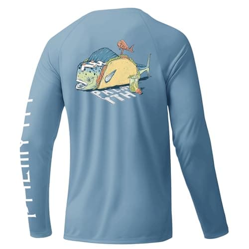 Palmyth Fishing Shirts for Men Long Sleeve UPF 50+ UV Sun Protection T-Shirt Tee Lightweight Quick Dry Stretchy AiryBlue MahiTaco 4XL