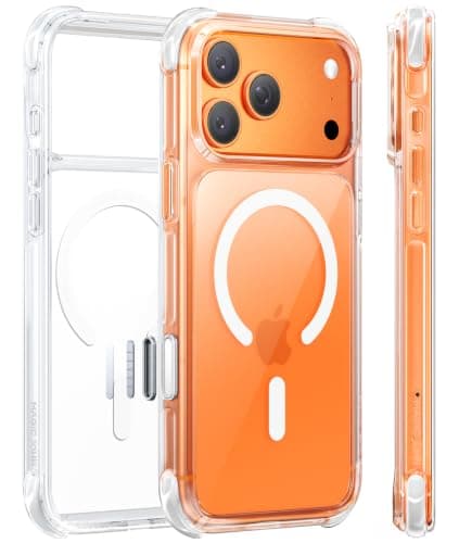MAGIC JOHN Shockproof for iPhone 17 Pro Max Case Clear, Fit for MagSafe [Mil-Grade Protection] [Silicone Bumper & Camera Control] Transparent Phone Case for iPhone 17 Pro Max, Heavy Duty, Clear White