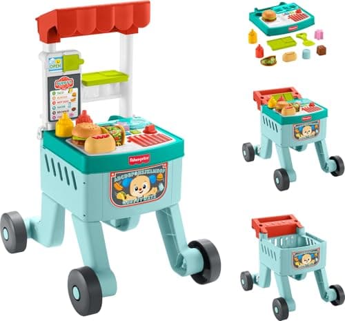 $29.99 | 14-Piece Fisher-Price Baby 4-in-1 Snack Cart Push Walker & Learning Activity Toy at Amazon