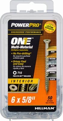 Power Pro One Interior Screws, Flat Head, Zinc-Plated, #6 x 5/8-In., 50-Pk.