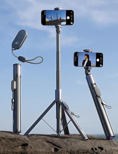 LISEN 67" Phone Tripod/Selfie Stick w/ Auto-Deploy Base & Remote $17