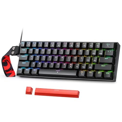 Redragon K617 HE Rapid Trigger Gaming Keyboard, 60% 61 Keys Wired Mechanical Keyboard w/Hyper-Fast Actuation, Dedicated Hall Effect Magnetic Switch, Actuation Point Adjustable, Strap Version