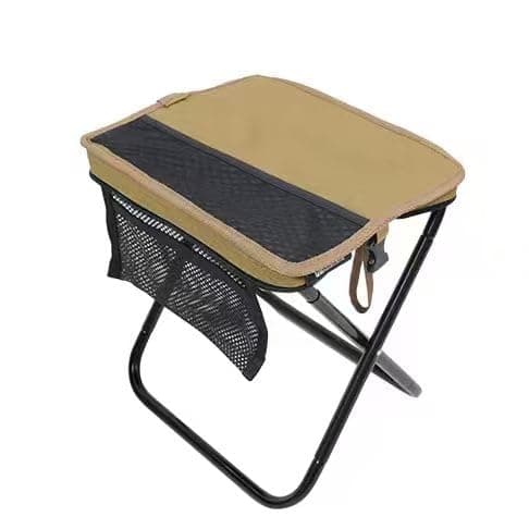 GQGUOJJZZ Portable Folding Chair and Camp Stool - Portable Stool with Carry Bag, 13 Inch Foldable Backpack Chair, Mini Easy Carry Outdoor Chair, Supports 260lbs for Camping, Hiking, Fishing (Khaki)