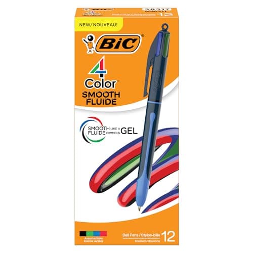BIC 4 Color Smooth Retractable...hing, 12-Count in Assorted Ink