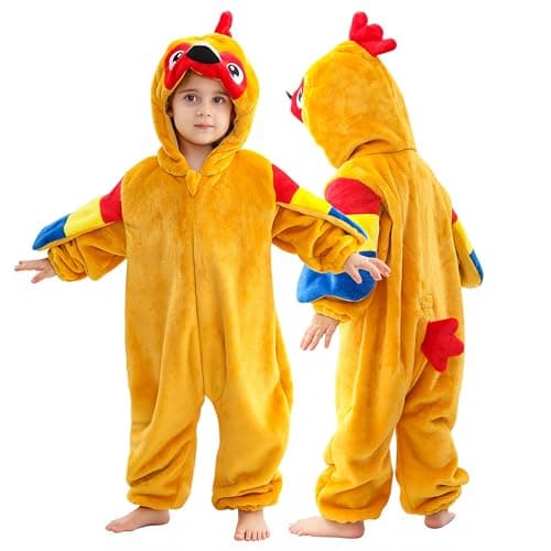 MICHLEY Unisex Baby Halloween Romper Dress up Flannel Soft Animal Cosplay Costume Outfit For Girls Boys 0-6M,Parrot