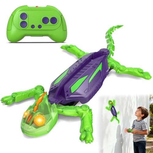 Wall Climbing Gecko, Glow-in-The-Dark Lizard Wall Crawler, Remote Control Lizard with LED Eyes, 360° Rotating Electric Reptile Robot for Floor and Wall, Christmas Birthday Gift for 3-8 Year Old Kids