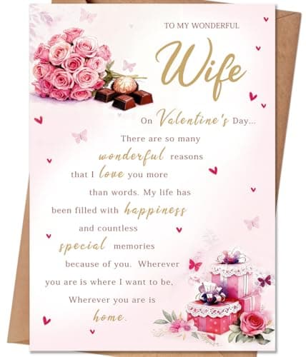 HEJOYN Valentines Day Card for Wife, Valentine's Day Cards Gifts for Wife from Husband