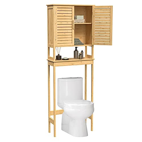 SONGMICS Over The Toilet Stora...Rack, Natural Beige UBTS010N01
