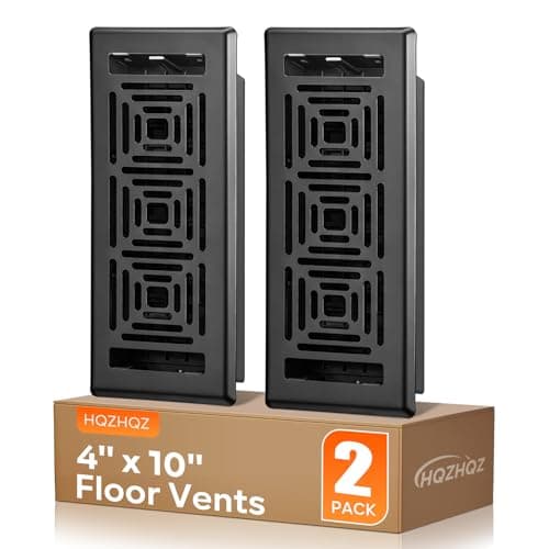 Floor Vent Covers 4x10, Floor Register Heavy Duty Steel Walkable Floor Vents, Adjustable Decorative Vent Covers for Home Floor Sidewall Office or Ceiling Vent, Vent Covers for Home Floor, 2 Pack Black