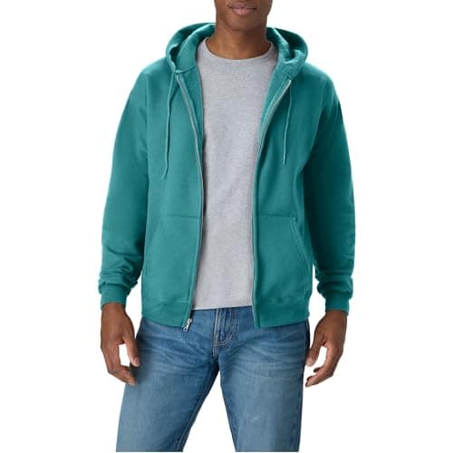 Hanes, EcoSmart Fleece Full-Zip Hoodie for Men, Hooded Sweatshirt, SPANISH MOSS, MEDIUM
