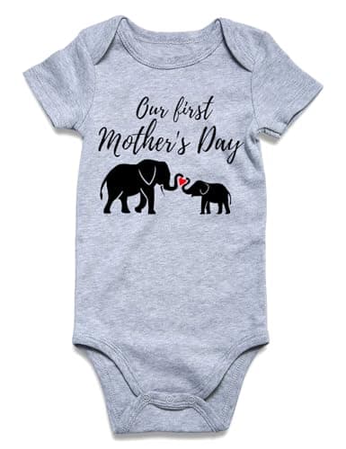 Kimoda Our 1st Mother Day Baby Bodysuit Outfit 6-9 Months Summer Newborn Funny One Piece Romper Outfit