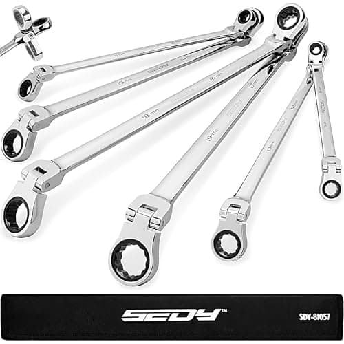 6-Piece SEDY Extra Long Flex-Head Ratcheting Wrench Set (Metric) $33