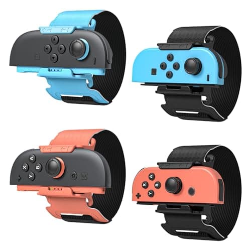 4 Pack Wristbands for Just Dance 2026 2025 2024 & Zumba Burn It Up [𝐟𝐨𝐫 𝐒𝐰𝐢𝐭𝐜𝐡 𝟐/𝟏],Adjustable Elastic Straps Accessories for Joy con 2,for Adults & Kids for Nintendo Switch