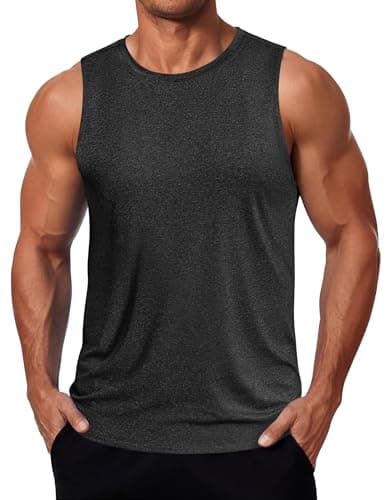 COOFANDY Mens Muscle Tank Tops Dry Fit Summer UPF 50+ Sleeveless Workout Gym Ruunning Shirts for Men Black