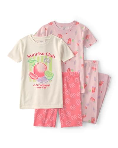 Carter's Girl 4-Piece Tight Fit Cotton Pajama Set, Pink, 5