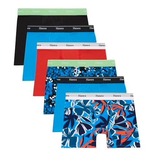 Hanes Boys' Originals Boxer Briefs, Stretch Cotton Underwear, Assorted, 6-Pack