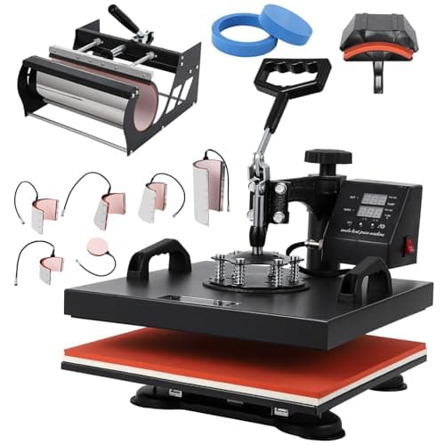 Pro 15x15 Heat Press Machine, ...ugs Hats, and Plates Black Red