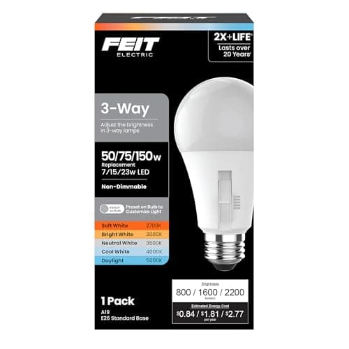 Feit Electric 3-Way A19 LED Li...ps & Fixtures, OM50/150/5CCTCA