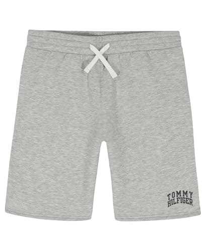 Tommy Hilfiger Boys' Pull-on Fleece Short, Drawstring Closure, Grey Heather Double Arch, 14-16