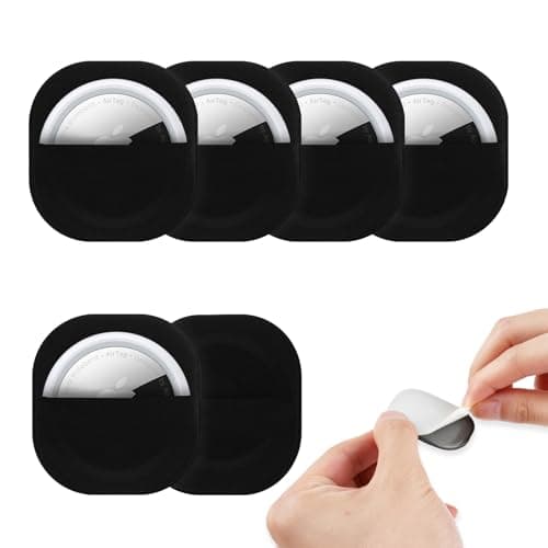 for Airtag Fabric Pouch, Hidden 6 Pack for Airtag Holder, Sticky Protective Sleeve Compatible with Air tag for Luggage, Backpack, TV Remote & Daily Use (Black)