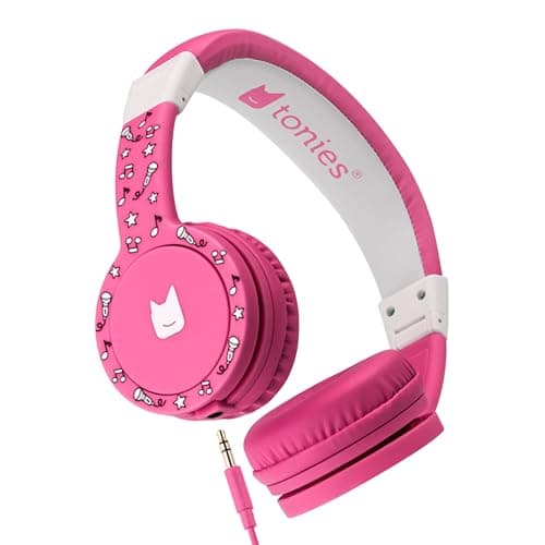 Tonies Foldable Wired Headphones for Kids - Comfortably Designed to fit On-Ear - Works with Toniebox 1 and All 3.5mm Devices - Pink