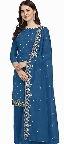 Nimbark Indian Pakistani Party wear salwar kameez suit set for women ready to wear Indian Punjabi dress Patiala Party Wear Dress for Women (Small, Blue)