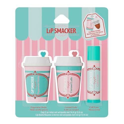 Lip Smacker Holiday Café Balm Trio, Moisturizing Lip Balm Set with Festive Flavors, Collectible Frappe Cup Design, Perfect Holiday Gift for Kids & Lip Balm Lovers