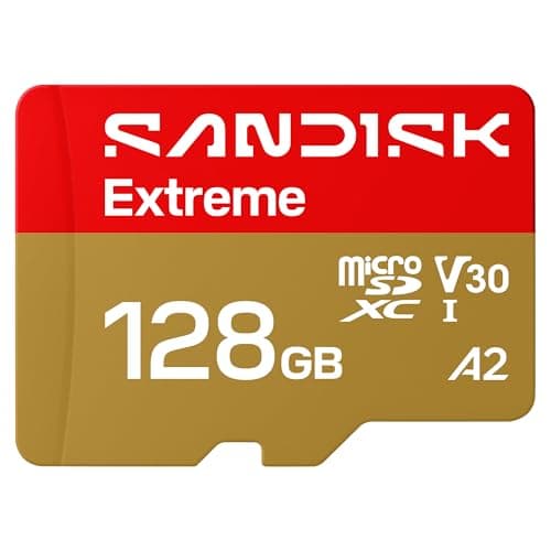 SANDISK 128GB Extreme microSD UHS-I Card - Up to 245MB/s Read Speed and 120MB/s Write Speed, 5.3K Video, 4K UHD Video, high-Performance for Action cams, Drones, Android Devices - SDSQXH9-128G-GZ6MA