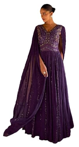 STELLACOUTURE Ready to wear salwar kameez for women, Indian Pakistani traditional ethnic gown suit, Wedding, Party 2980-O (Purple, 40)