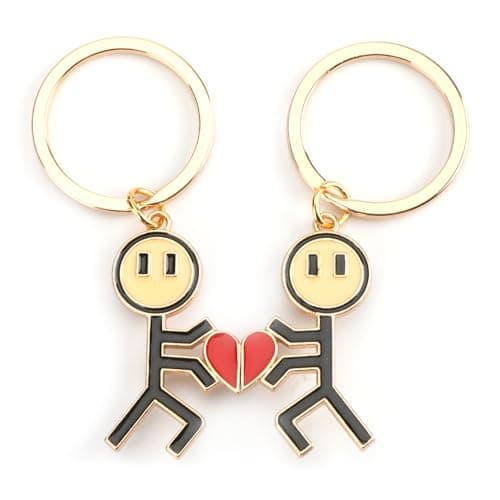 MUCOOS 2 Pcs Doodle Keychain,Matching Keychains for Boyfriend Husband Couples, Couple Gift Keychains for Christmas,Birthday,Anniversaries and Valentine's Day, Long Distance Keychain