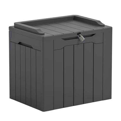 Greesum Outdoor Storage Box 31...Resistant, Lockable, Dark Grey