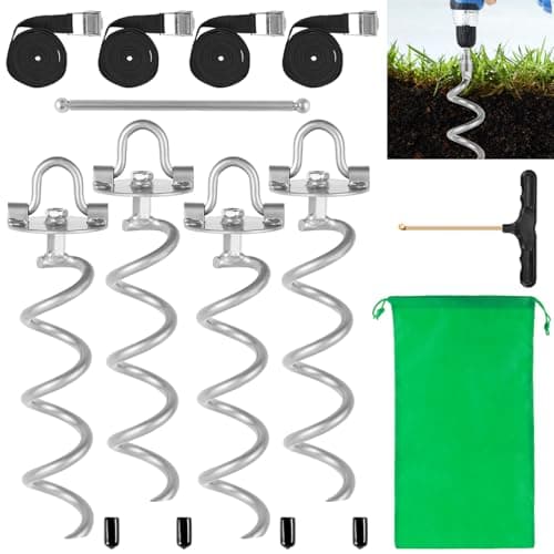 11.4" MIXXIDEA Heavy Duty Metal Spiral Ground Anchors w/ 92" Straps $15.67 + Free Shipping w/ Prime or on $35+